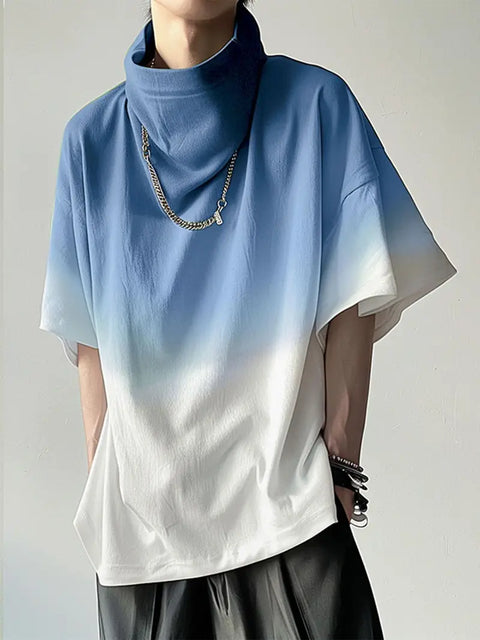 Darius - Lässiges T-Shirt mit Wasserfallausschnitt und Farbverlauf für Herren