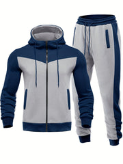 Aldrich - Stilvolles Trainingsanzug-Set mit Kapuzenjacke und Hose mit Reißverschluss für Herren