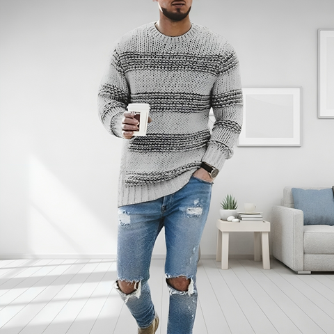 Bram - Gestrickter, gestreifter, warmer Pullover