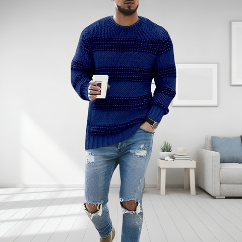 Bram - Gestrickter, gestreifter, warmer Pullover