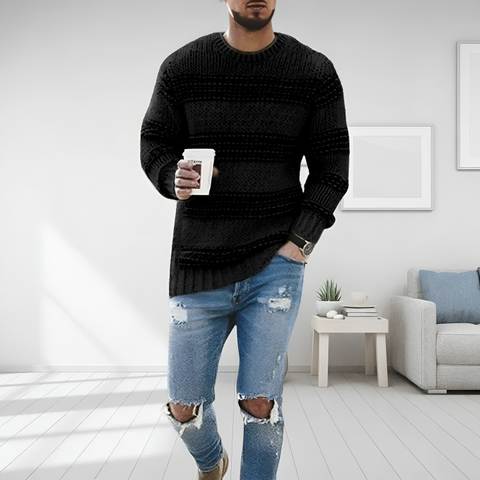 Bram - Gestrickter, gestreifter, warmer Pullover