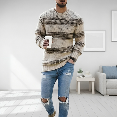 Bram - Gestrickter, gestreifter, warmer Pullover