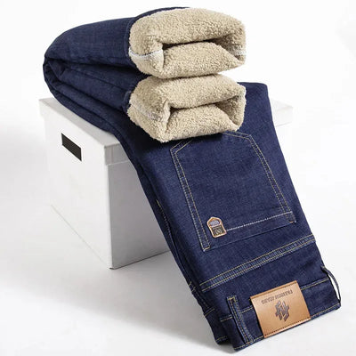 Bernard - Gerade geschnittene Winterhose aus Lammfell-Denim