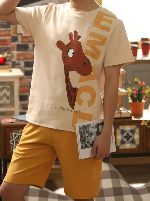 Damien - Modisches Pyjama-Set mit Cartoon-Print für Herren