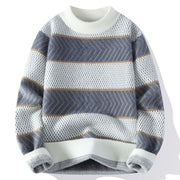 Andrei - Gestreifter klassischer Winterpullover mit Rundhalsausschnitt