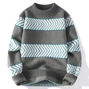 Andrei - Gestreifter klassischer Winterpullover mit Rundhalsausschnitt