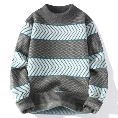 Andrei - Gestreifter klassischer Winterpullover mit Rundhalsausschnitt