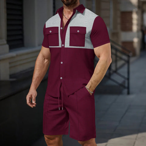 Charlie - Lässiges, stilvolles Polohemd mit Knöpfen und Shorts im Set für Herren