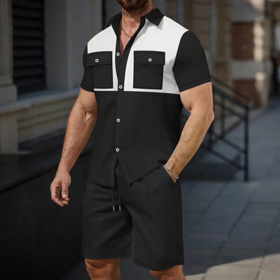 Charlie - Lässiges, stilvolles Polohemd mit Knöpfen und Shorts im Set für Herren