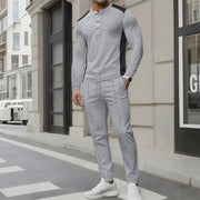 Barry - Lässiges Slim-Fit-Langarm-Poloshirt und Hose aus Waffelstrick
