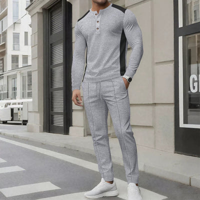 Barry - Lässiges Slim-Fit-Langarm-Poloshirt und Hose aus Waffelstrick