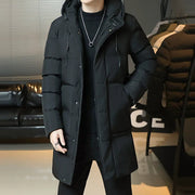 Melvin - Stilvoller warmer gesteppter mittellanger Mantel mit Kapuze für Herren