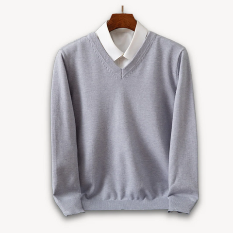 Ibrahim - Lässiger Slim-Fit-Pullover mit V-Ausschnitt für Herren