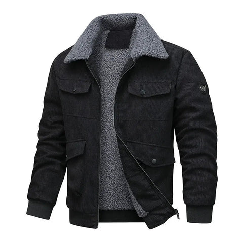 Jerrard - Stilvolle, locker geschnittene Cordjacke für Herren mit Sherpa-Futter