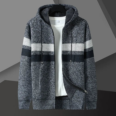 Laurence - Lässige Strickjacke mit Reißverschluss und Kapuze für Herren
