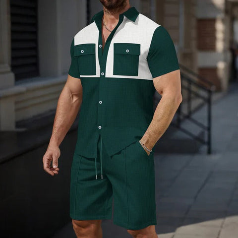 Charlie - Lässiges, stilvolles Polohemd mit Knöpfen und Shorts im Set für Herren