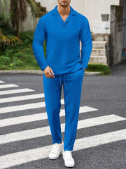 Darwin - Stilvolles Slim-Fit-Langarm-Poloshirt und Hose aus Strick
