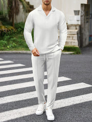 Darwin - Stilvolles Slim-Fit-Langarm-Poloshirt und Hose aus Strick