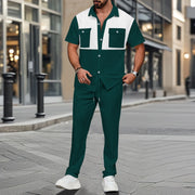Fabiano - Stilvolles Polohemd mit Knöpfen und Hose im Waffelstrick-Set für Herren