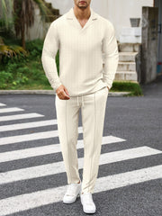 Darwin - Stilvolles Slim-Fit-Langarm-Poloshirt und Hose aus Strick