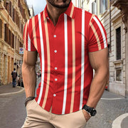 Caiden - Stilvolles, schmal geschnittenes, gestreiftes Kurzarm-Poloshirt mit Knöpfen für Herren