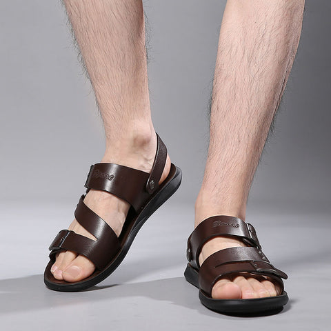 Patrick - Lässige Ledersandalen mit Doppelschnalle für Herren
