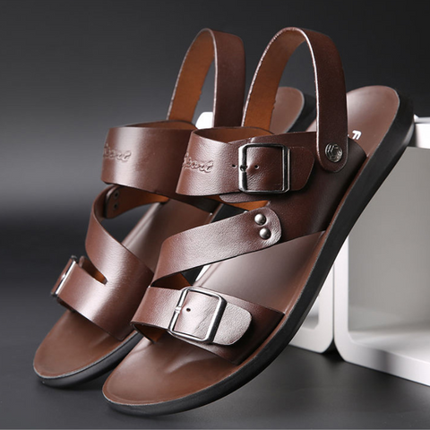Patrick - Lässige Ledersandalen mit Doppelschnalle für Herren