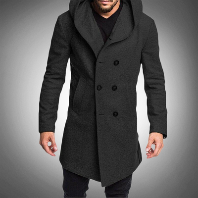 Dante - Lässiger, vielseitiger, doppelreihiger Trenchcoat mit Kapuze für Herren