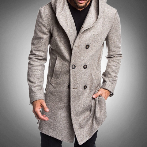 Dante - Lässiger, vielseitiger, doppelreihiger Trenchcoat mit Kapuze für Herren