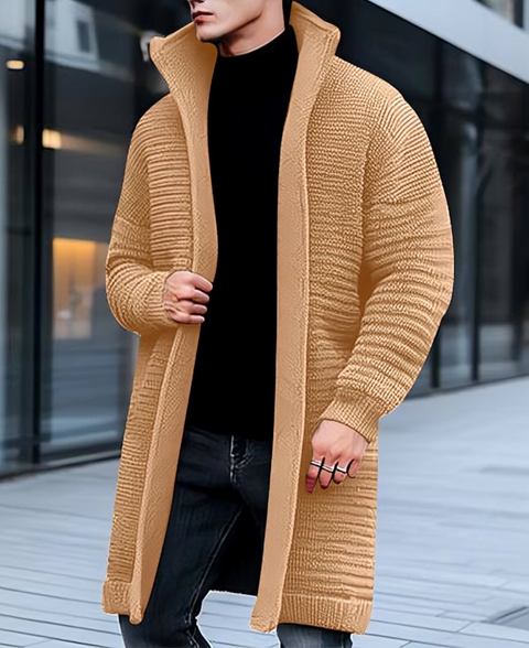 Joshua - Langer Strickmantel im Vintage-Stil