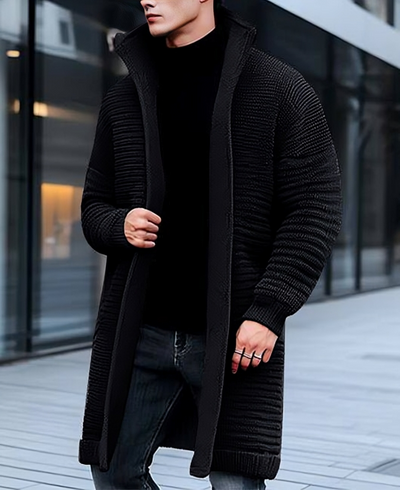 Joshua - Langer Strickmantel im Vintage-Stil
