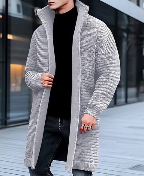 Joshua - Langer Strickmantel im Vintage-Stil