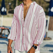 Gabriel - Elegantes, gestreiftes Langarm-Polo mit Knopfleiste