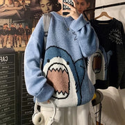 Nathan - Winter Cartoon Hai Rundhalsausschnitt Pullover gestrickt