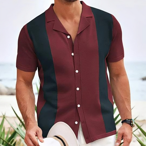 Jimmy - Elegantes gestreiftes Poloshirt mit kurzen Ärmeln und Knopfleiste