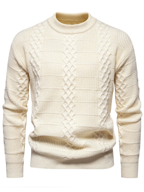 Thierry - Lässiger, warmer Strickpullover mit Zopfmuster für Herren