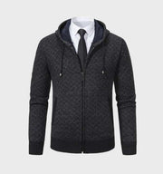 Xsander | Einfache Argyle-Jacke mit Kapuze und durchgehendem Reißverschluss